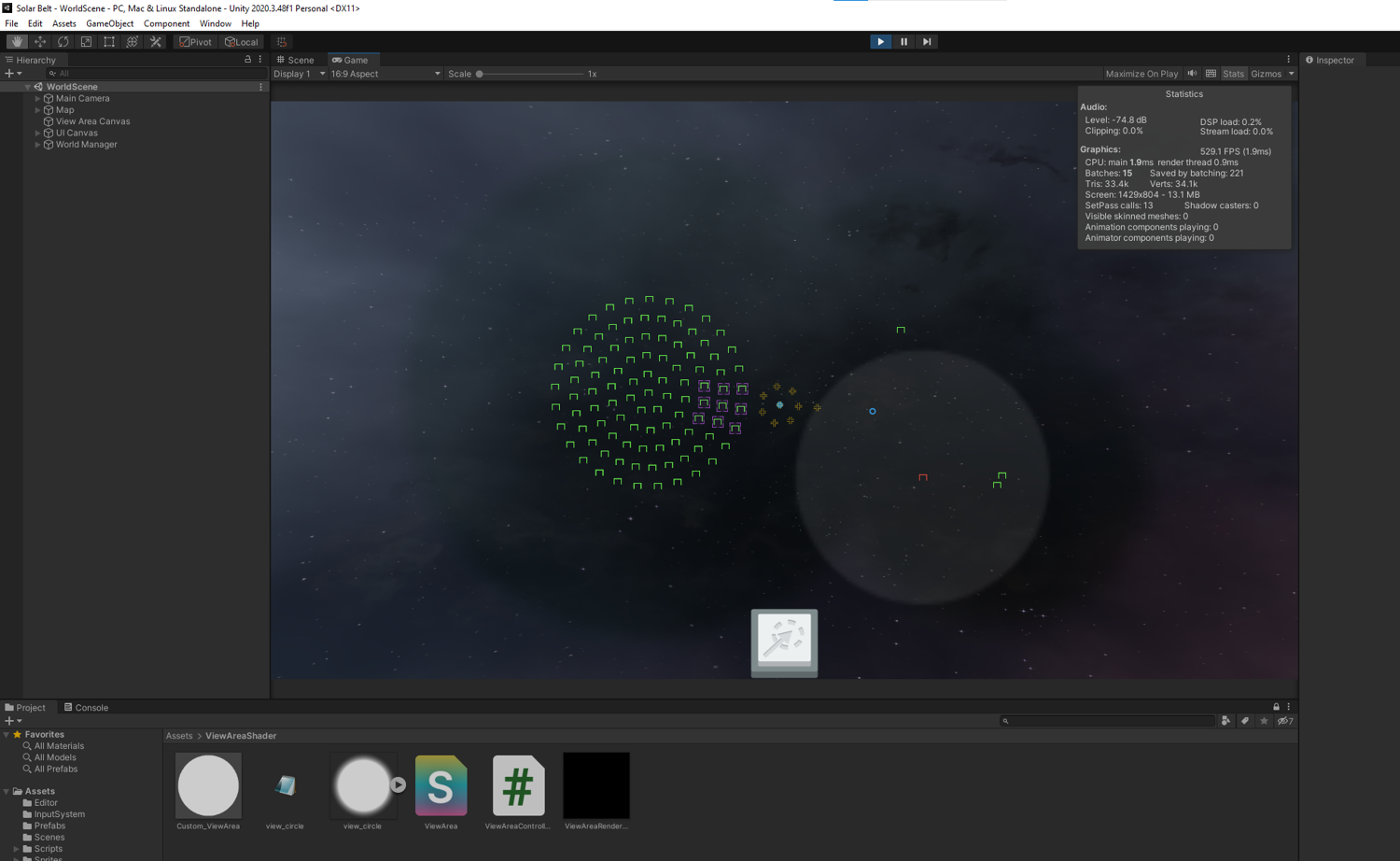 Unity strategy-game prototype with fog of war and unit selection